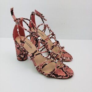 Just Fab All Eyes On Me Womens 7.5 Coral Snake Strappy Dress 3.75" Heel Sandals
